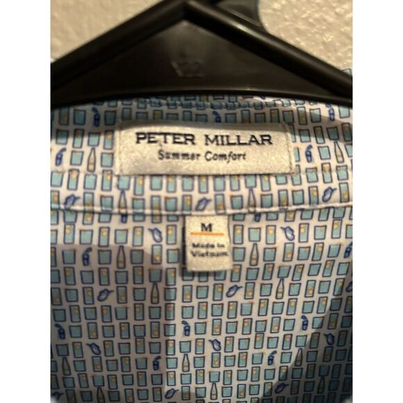 Peter Millar Mens Medium Summer Comfort Cocktail Print Golf Polo Shirt Stretch - Picture 5 of 9